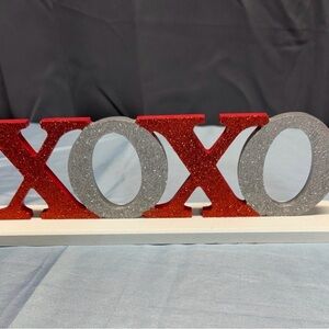 Valentine’s Red and Silver Glitter XOXO Decor